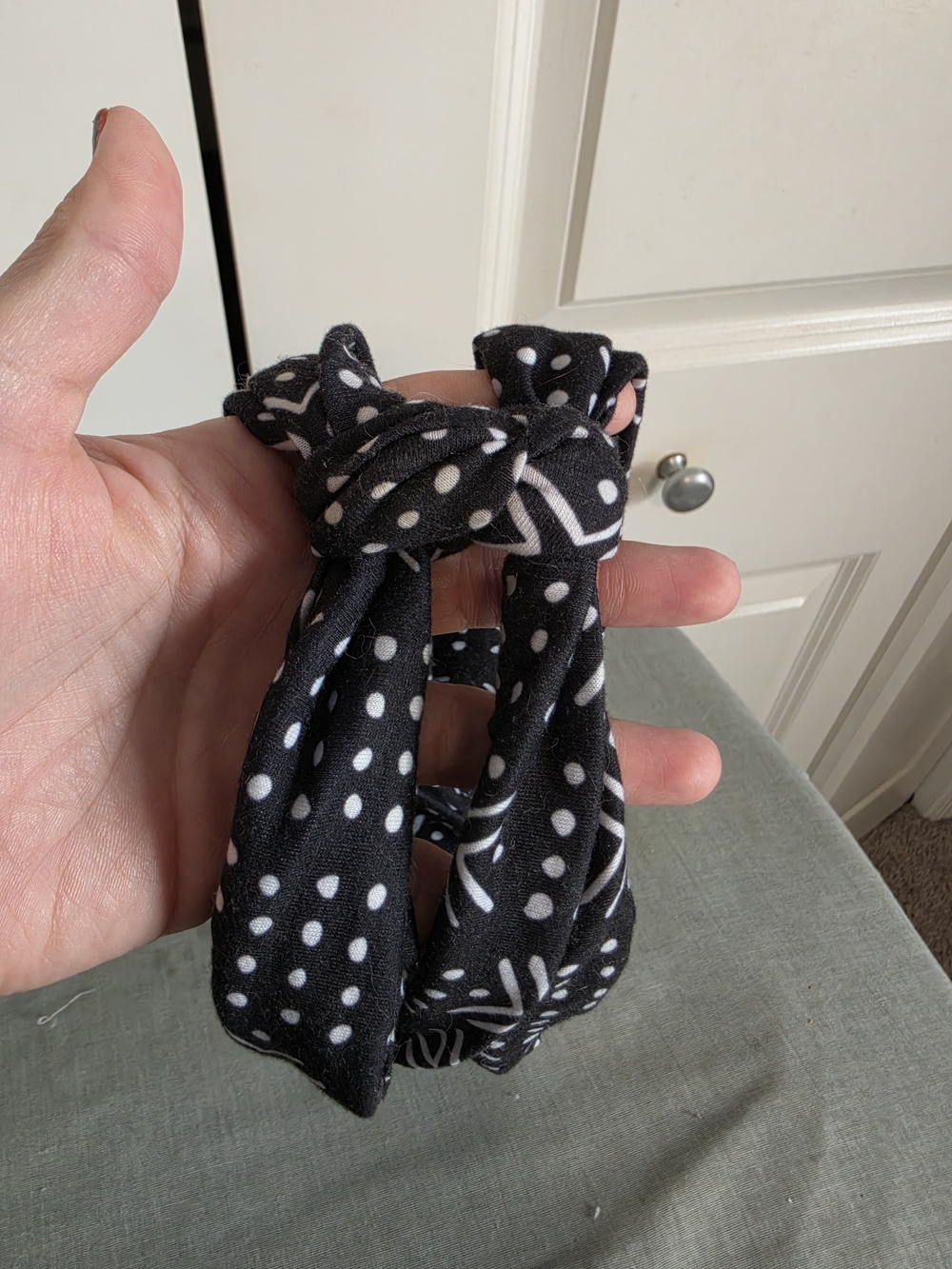 Black & White Polka Dot top knot soft headband wrap